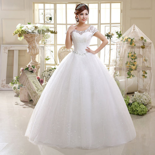 Bridal Beaded Sequin Crystal Lace Wedding Dress