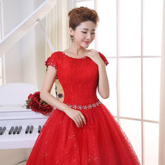 Bridal Beaded Sequin Crystal Lace Wedding Dress