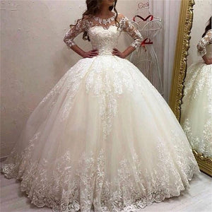 Elegant Princesse Lace Ball Gown Wedding Dresse