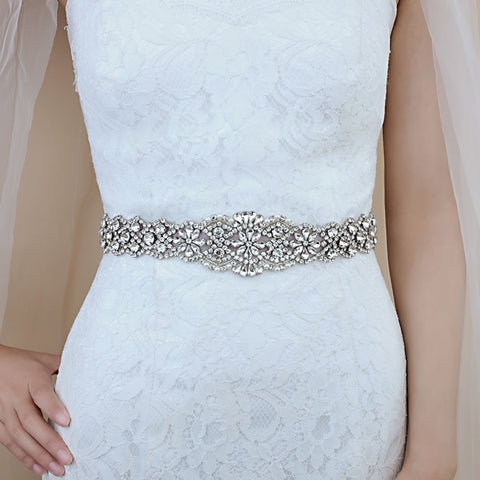 Elegant Satin Crystal Bride Belt