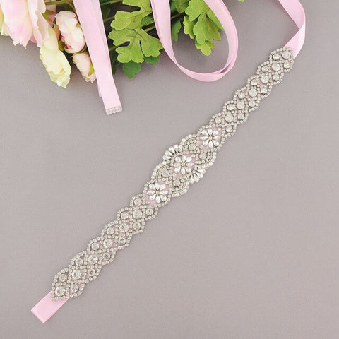 Elegant Satin Crystal Bride Belt