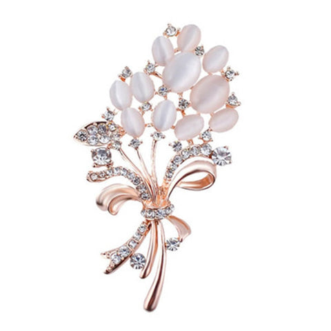 Fashionable Opal Stone Flower Brooch